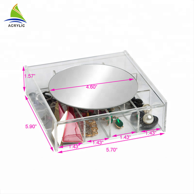 Klarer Acrylschmuck-Anzeigen-Schmuck-Bildsatz-Speicher mit Spiegel Soem-Service