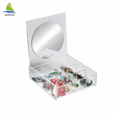 Klarer Acrylschmuck-Anzeigen-Schmuck-Bildsatz-Speicher mit Spiegel Soem-Service