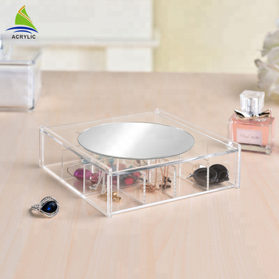 Klarer Acrylschmuck-Anzeigen-Schmuck-Bildsatz-Speicher mit Spiegel Soem-Service