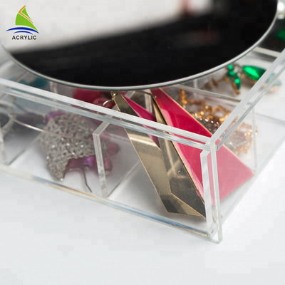 Klarer Acrylschmuck-Anzeigen-Schmuck-Bildsatz-Speicher mit Spiegel Soem-Service