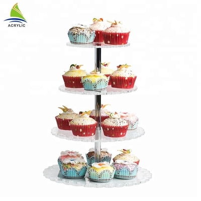 Ringsum 4 Reihe Crylic-Kuchen-Anzeigen-Acrylnachtisch-Ausstellungsstände für Lagerung
