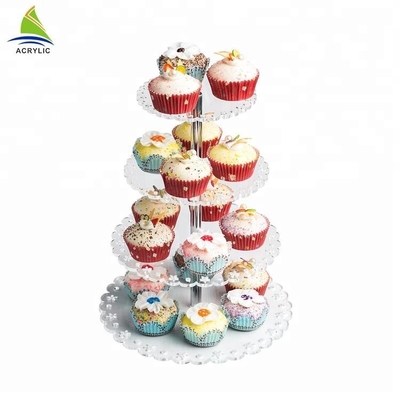 Ringsum 4 Reihe Crylic-Kuchen-Anzeigen-Acrylnachtisch-Ausstellungsstände für Lagerung