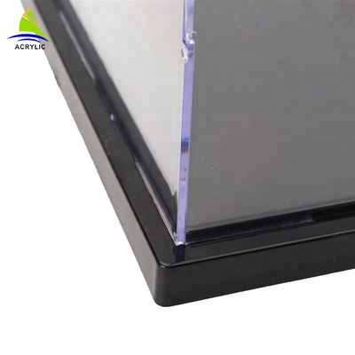 Hochglanz-quadratischer Acrylschaukarton-Luxus-oberster dekorativer kundengebundener klarer Gegenkasten