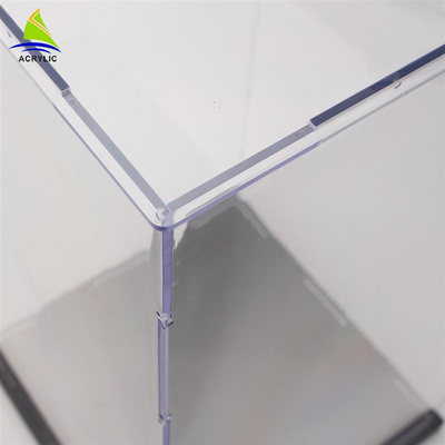 Hochglanz-quadratischer Acrylschaukarton-Luxus-oberster dekorativer kundengebundener klarer Gegenkasten