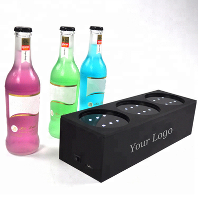 Kundenspezifisches Plexiglas geführte Alkohol-Flaschen-Anzeige 3 - Flasche führte Acrylweinregal