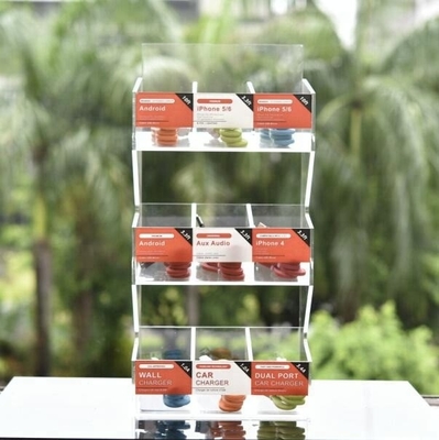 Acrylhandy-zusätzlicher Ausstellungsstand für das Usb-Kabel-Kristallpolnisch