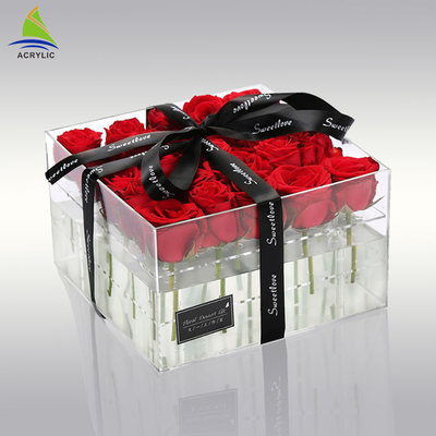 Plexiglas-klare Acrylmagazin-Acrylblumen-kundenspezifischer Verpackenkasten für konserviert 25 Rosen
