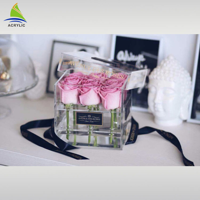 Wasserdichter quadratischer Verpackengeschenk-Luxusacrylblumen-Kasten mit Laser-Logo