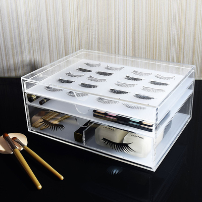 Eleganter die 3 Gitter-Acrylwimper-Organisator, Plexiglas-Wimper-Kasten für Make-up bearbeitet Lagerung