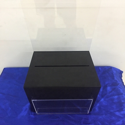 Eisiger schwarzer verschließbarer Acrylschaukarton-/Plexiglas-Spenden-Kasten mit Zeichen-Kartenhalter
