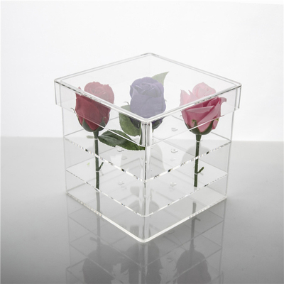 Wasserdichter quadratischer Verpackengeschenk-Luxusacrylblumen-Kasten mit Laser-Logo