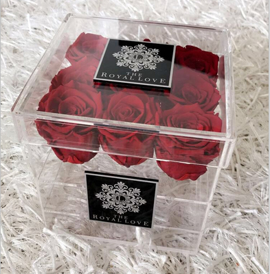 Wasserdichter quadratischer Verpackengeschenk-Luxusacrylblumen-Kasten mit Laser-Logo