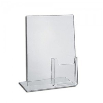 Acryl-Schräge zurück fügen Countertop Zeichen-Halter 8,5 x 11 Zoll mit Broschüren-Tasche ein