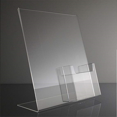Acryl-Schräge zurück fügen Countertop Zeichen-Halter 8,5 x 11 Zoll mit Broschüren-Tasche ein
