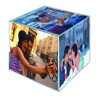 Plastikacrylfoto-Rahmen, Lucite-Desktop 6 versahen Acrylfoto-Würfel mit Seiten