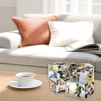 Plastikacrylfoto-Rahmen, Lucite-Desktop 6 versahen Acrylfoto-Würfel mit Seiten