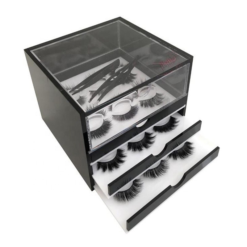 Eleganter die 3 Gitter-Acrylwimper-Organisator, Plexiglas-Wimper-Kasten für Make-up bearbeitet Lagerung