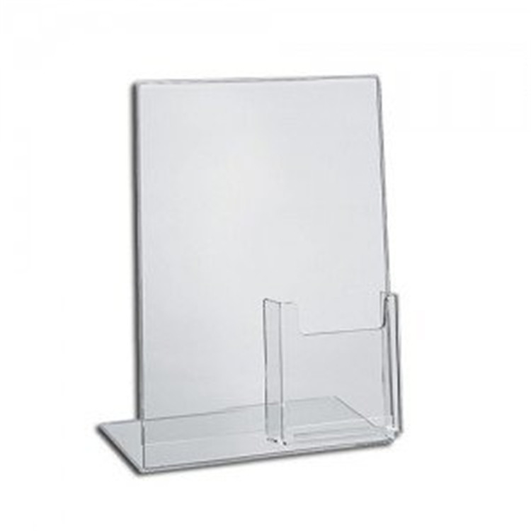 Acryl-Schräge zurück fügen Countertop Zeichen-Halter 8,5 x 11 Zoll mit Broschüren-Tasche ein